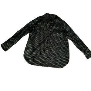 Lands End Womens Size 12 Green Diamond Print Long Sleeve Button Up Shirt